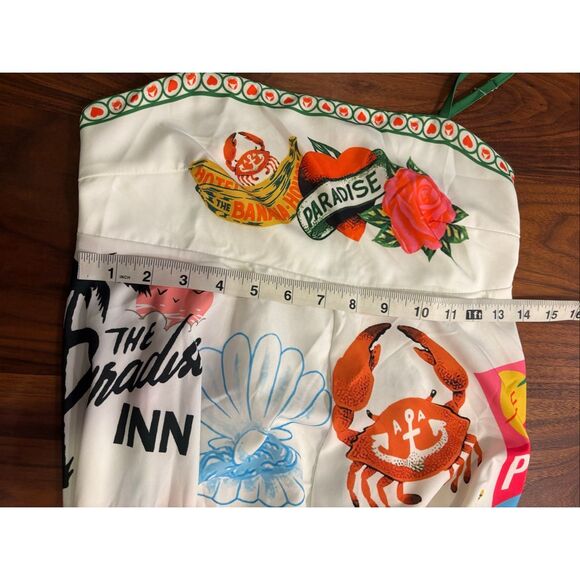 Women's White Spaghetti Strap Smocked Back Colorful Summer Dress Medium - Picture 7 of 9